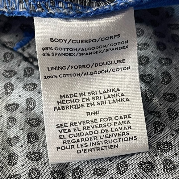 Taylrd Chino Shorts Mens 33 x 9" Blue Slim Fit Flat Front Stretch - Picture 7 of 7